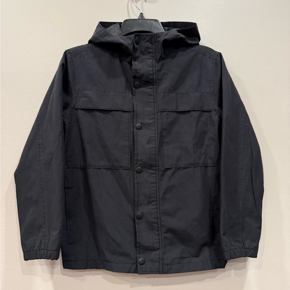 Old Navy Windbreaker Hooded Jacket Black Boys L 10-12 Full Zip